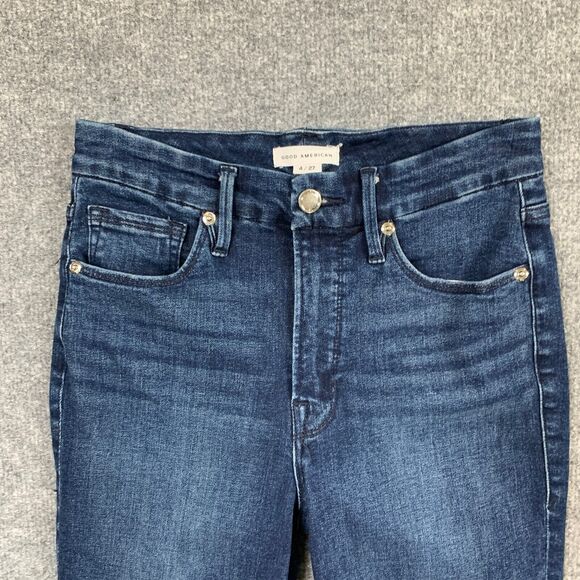 Good American Jeans Womens 4 Denim Stretch Good Legs Raw Chewed Hem Super Skinny - Picture 4 of 13